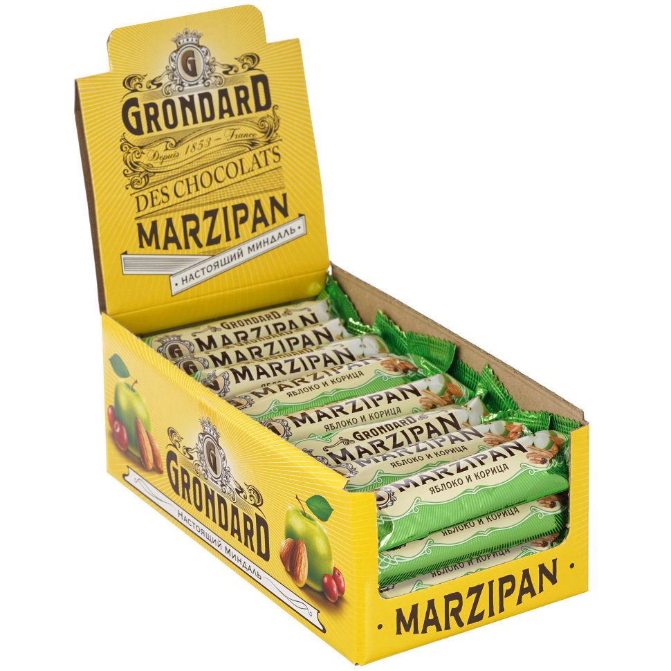  TM Grondard     (9388) Батончики глазированные Марципановые Яблоко-Корица, (24шт по 50г)     в Пушкино