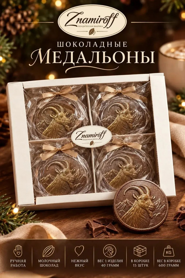 №1 Фигурный шоколад Медальоны Козлики(15шт по 40г) в Пушкино