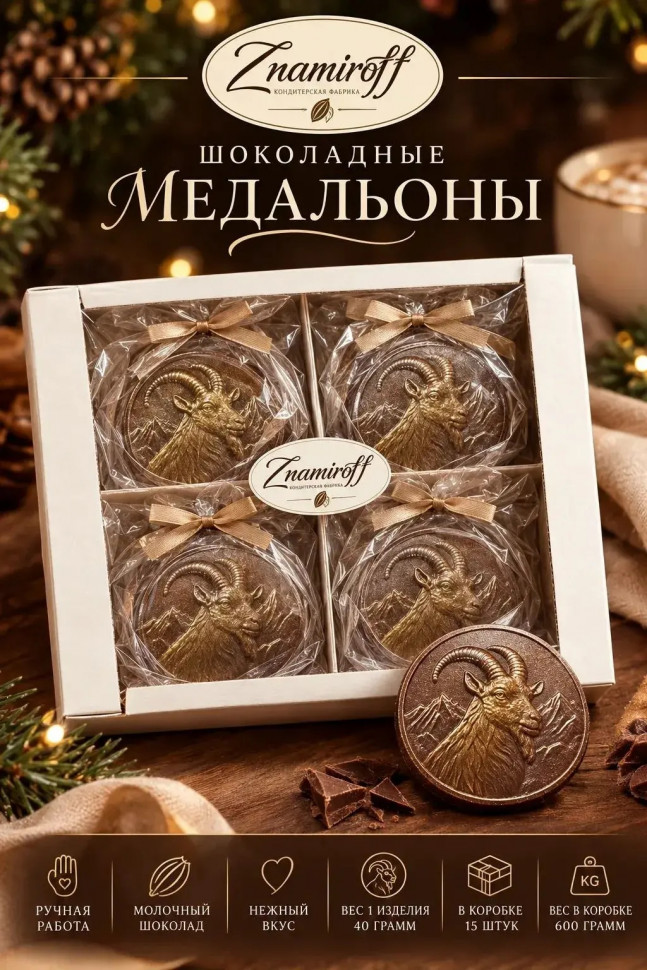  Фигурный шоколад Медальоны Козлики(15шт по 40г) в Пушкино