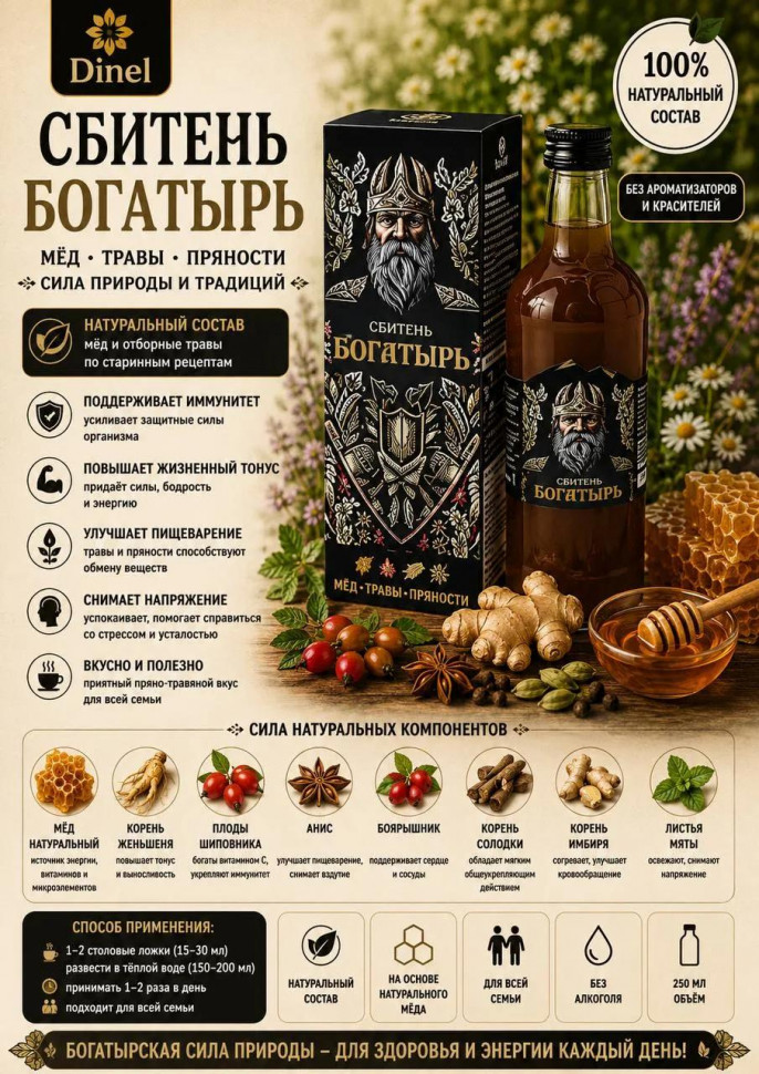  Сбитень Богатырь, 250мл  в Пушкино
