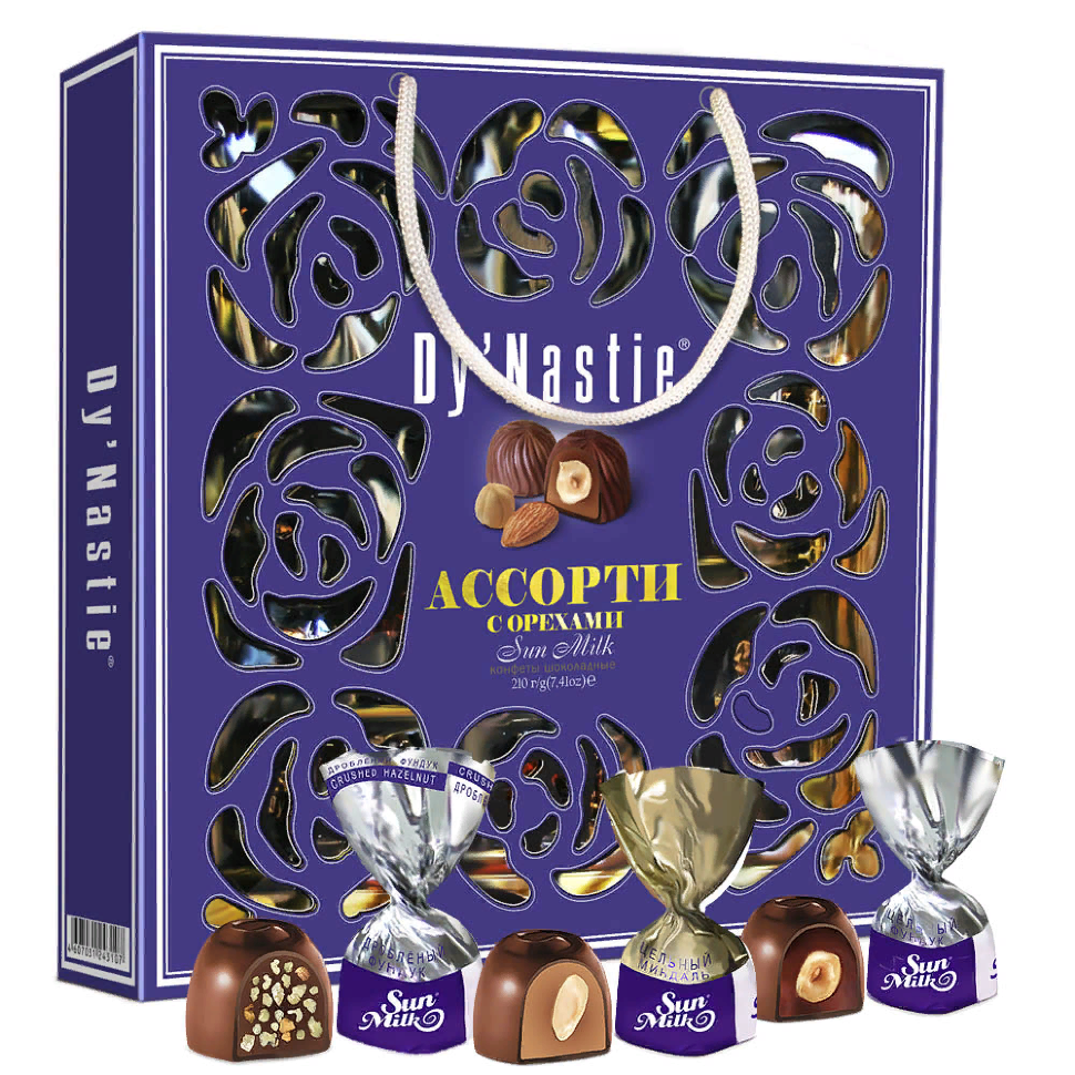  Династия Сумка Конфеты "Ассорти с орехами", 210г     в Пушкино